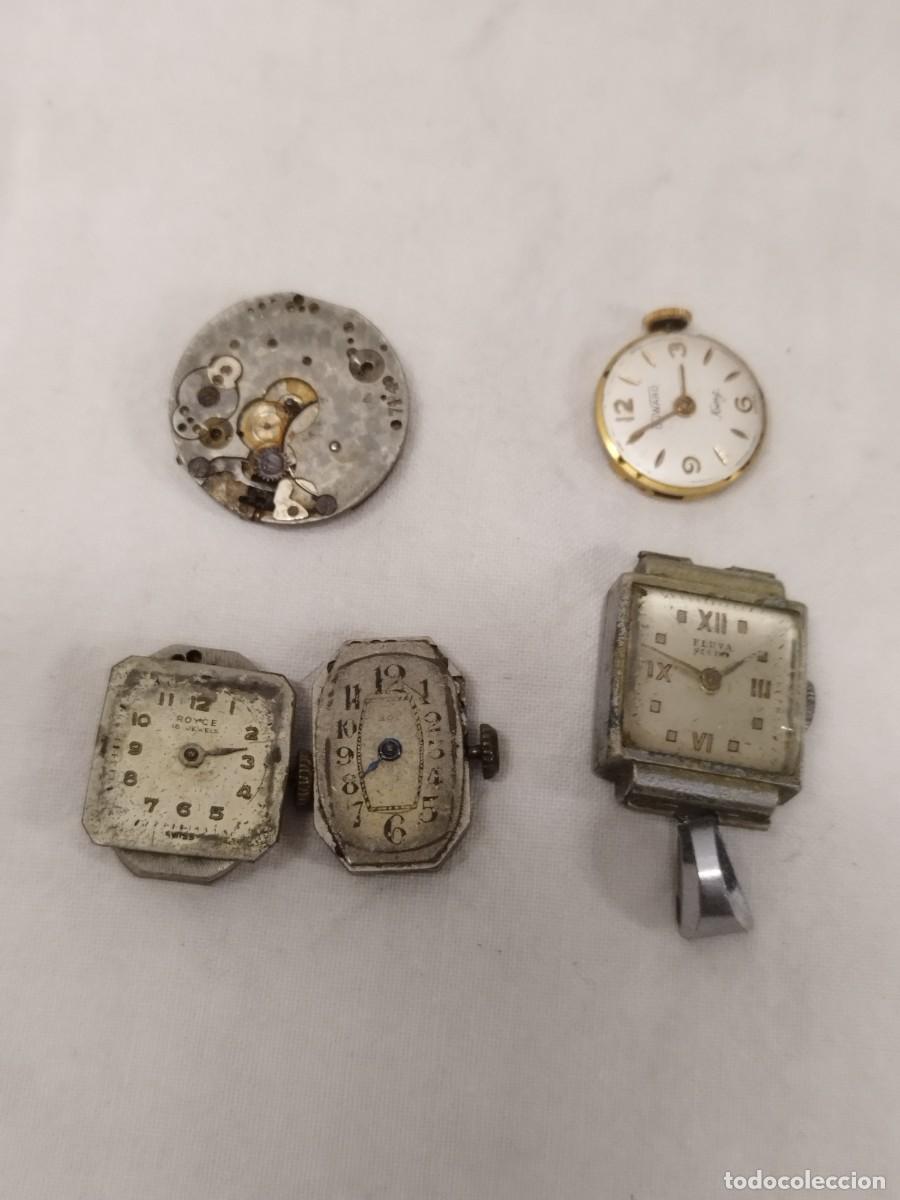 Recambios de relojes: Lote 5 maquinarias y movimientos de reloj mec&aacute;nico vintage. Para repuestos, restauraci&oacute;n, practicas.