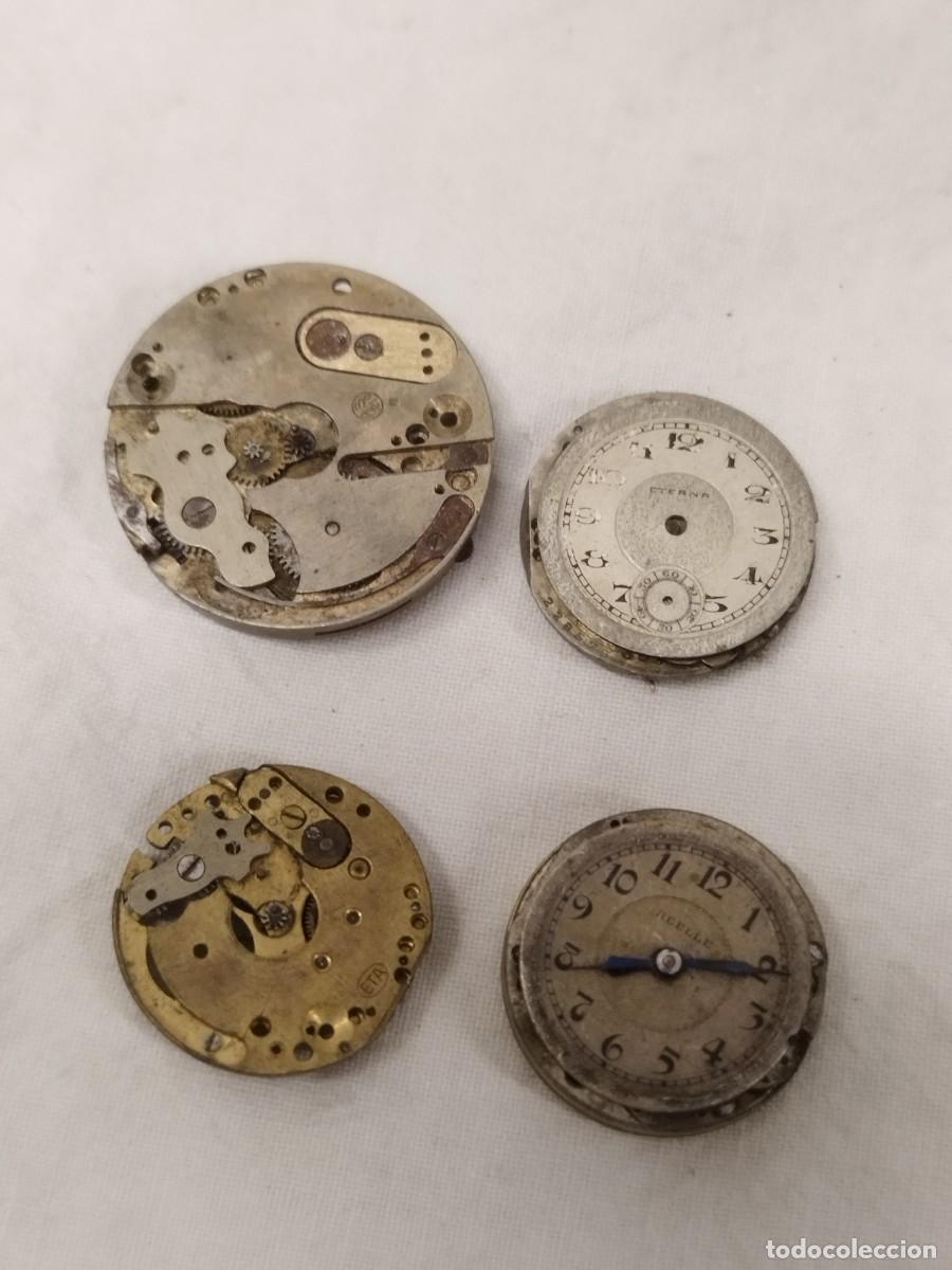 Recambios de relojes: Lote 4 maquinarias y movimientos de reloj mec&aacute;nico vintage. Para repuestos, restauraci&oacute;n, practicas.