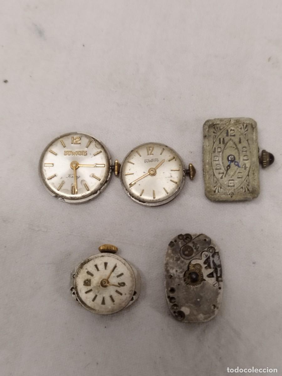 Recambios de relojes: Lote 5 maquinarias y movimientos de reloj mec&aacute;nico vintage. Para repuestos, restauraci&oacute;n, practicas.