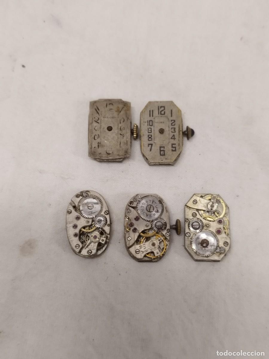 Recambios de relojes: Lote 5 maquinarias y movimientos de reloj mec&aacute;nico vintage. Para repuestos, restauraci&oacute;n, practicas.