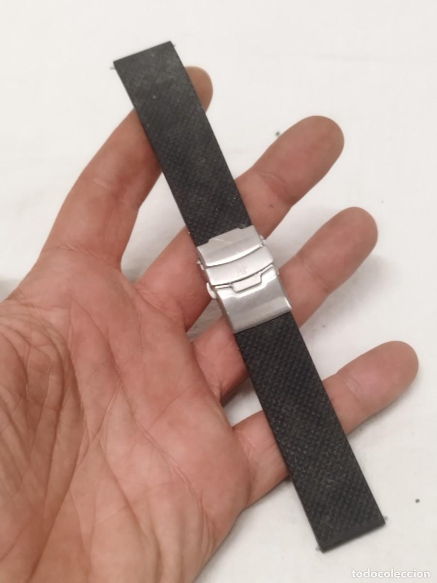 Recambios de relojes: Correa De Reloj De Caucho Negro Con Cierre Desplegable De Acero.