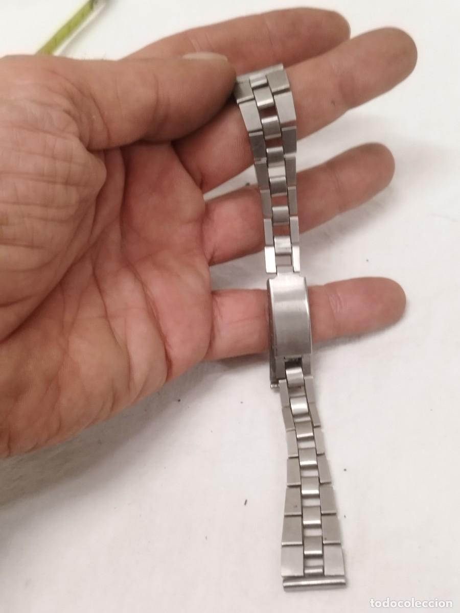 Recambios de relojes: Antigua correa de reloj tipo Oyster de acero inoxidable con eslabones met&aacute;licos cierre desplegable.