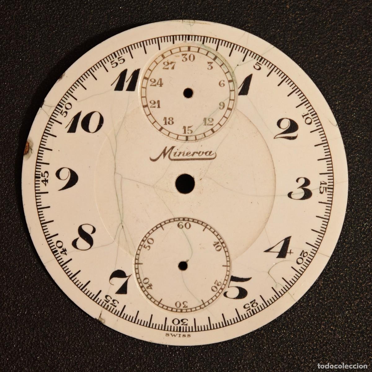 Recambios de relojes: MINERVA chronograph esfera reloj bolsillo vintage pocket watch dial montre cadran orologio quadrante