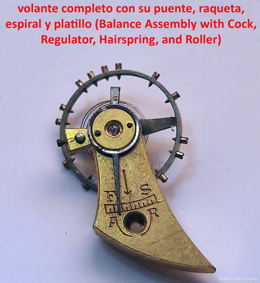 Recambios de relojes: Volante Completo con Puente y Espiral - Reloj de Bolsillo Suizo Cal. 19''' Ref. 122252 (DEPOSE) - X
