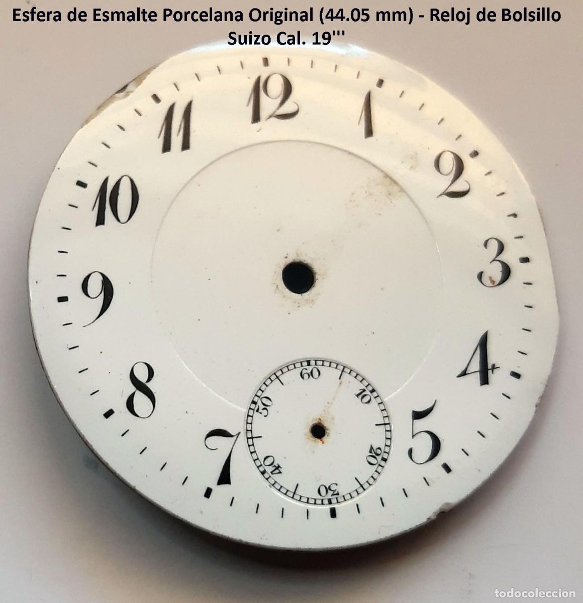 Recambios de relojes: Esfera de Esmalte Porcelana Original (44.05 mm) - Reloj de Bolsillo Suizo Cal. 19''' - X