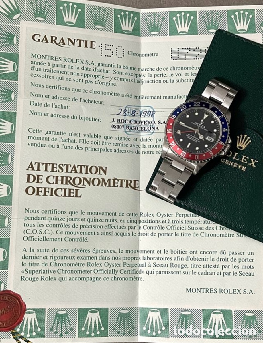 Relojes - Rolex: Reloj autom&aacute;tico, Rolex GMT Master Pepsi Full Set. - Foto 8