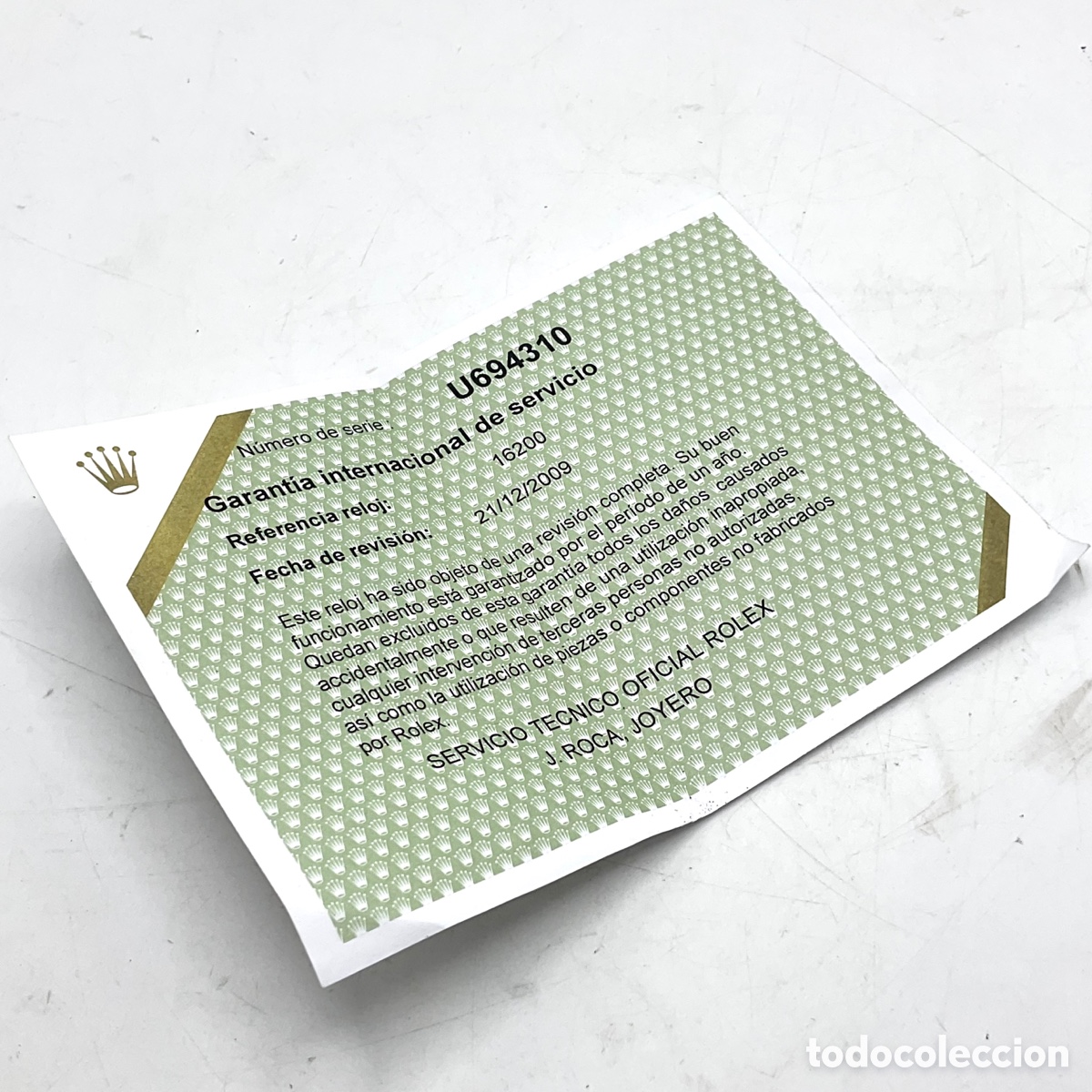 Relojes - Rolex: ROLEX documento - garant&iacute;a internacional de servicio - 2009 &ldquo;&rdquo; - Foto 2