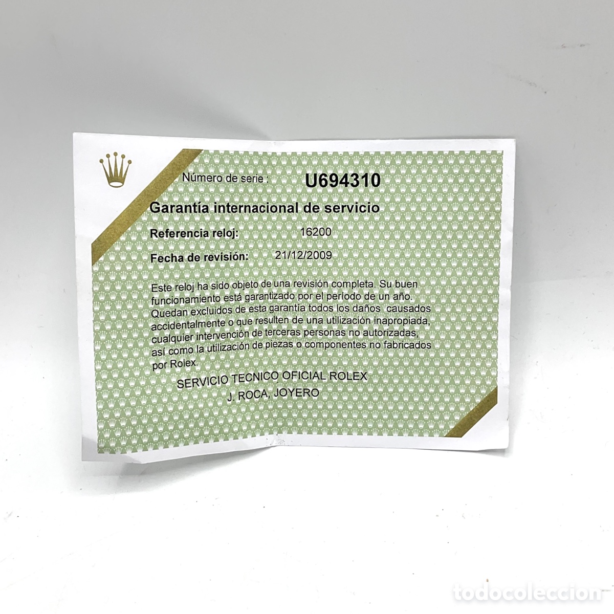 Relojes - Rolex: ROLEX documento - garant&iacute;a internacional de servicio - 2009 &ldquo;&rdquo; - Foto 1
