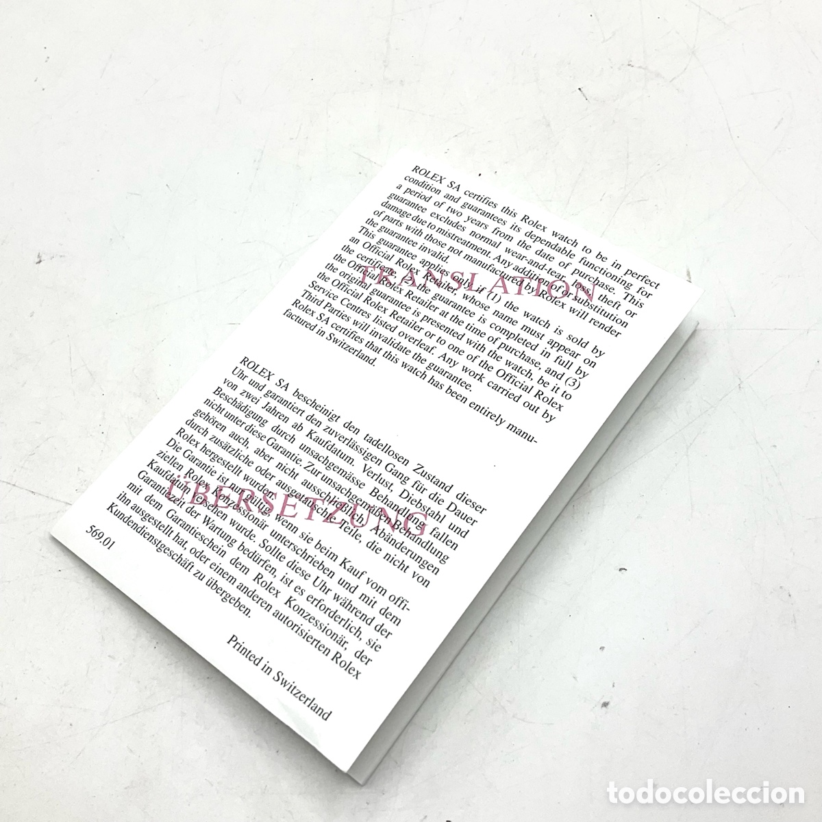 Relojes - Rolex: ROLEX 569.01 traducci&oacute;n - documento de reloj &ldquo;&rdquo; - Foto 4