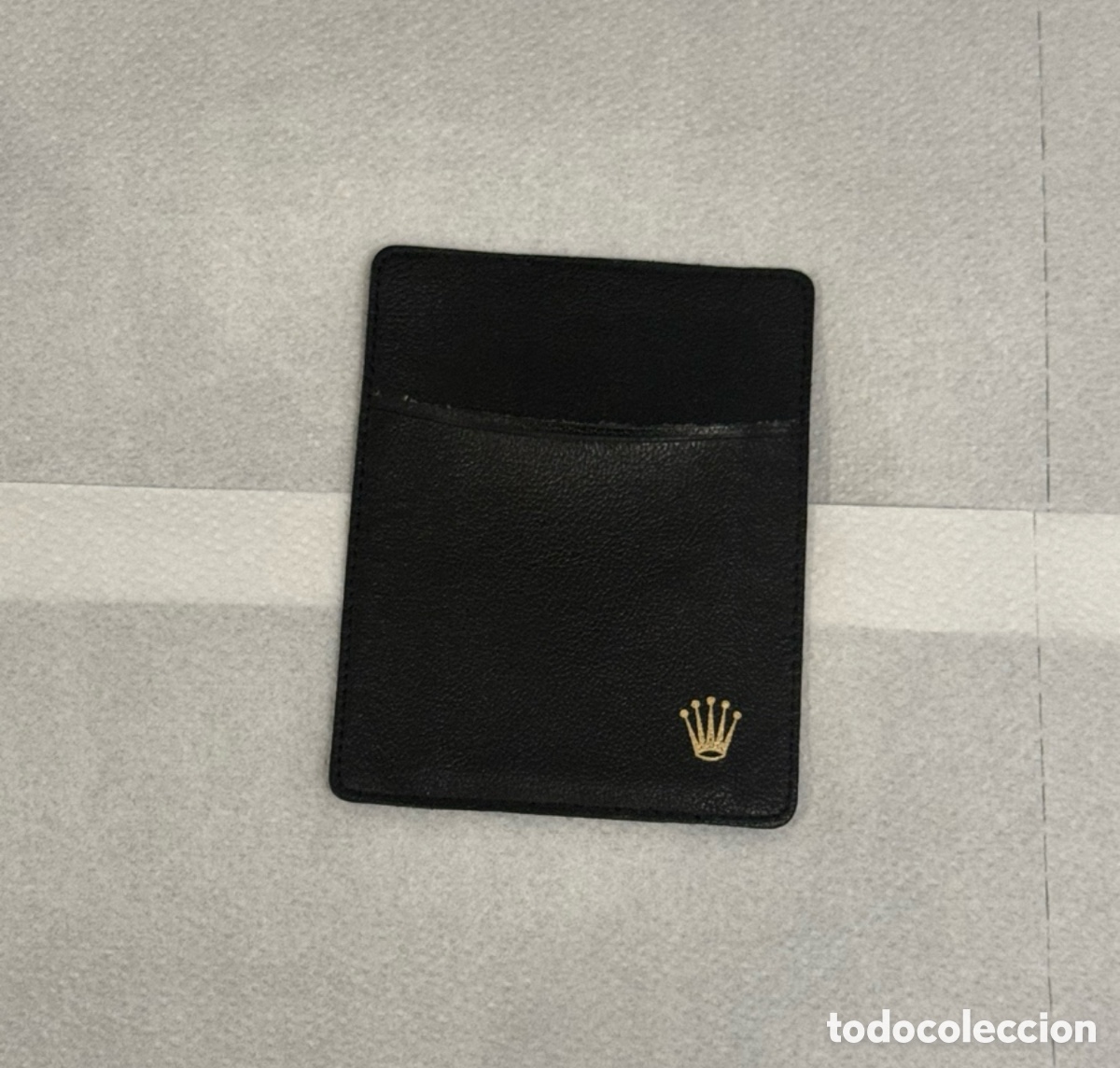 Watches - Rolex: Tarjetero Rolex original de piel negra con corona dorada