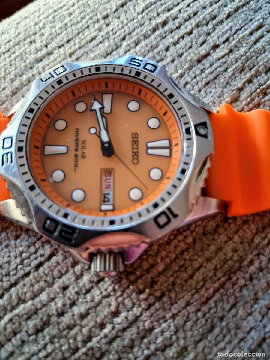 Relojes - Seiko: Seiko Solar V158-0AE0 Reloj Diver Naranja