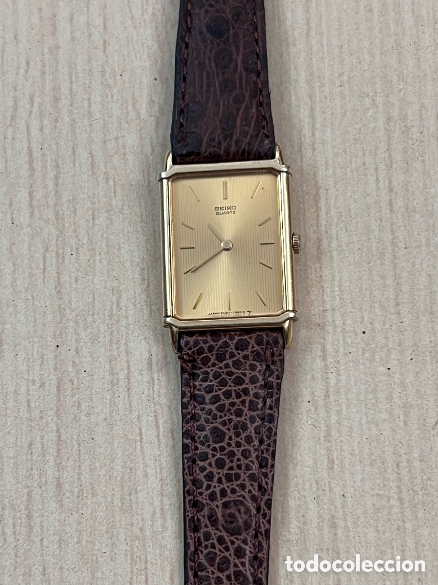 Relojes - Seiko: ✅ Reloj SEIKO cuarzo Tank esfera dorada Jap&oacute;n
