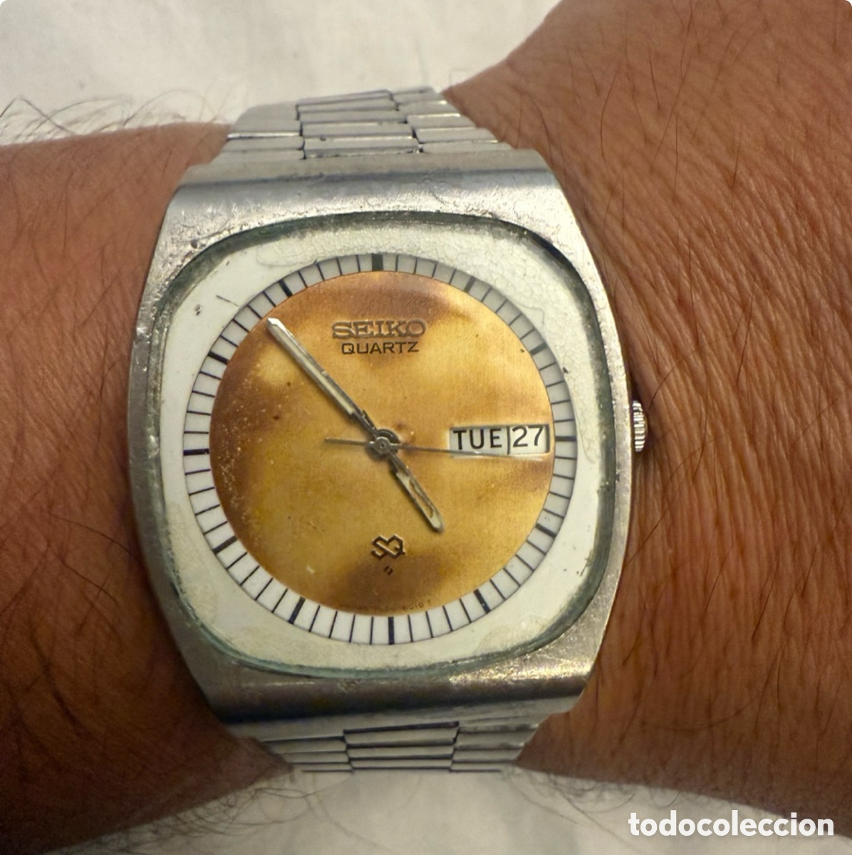 Relojes - Seiko: SEIKO SQ QUARTZ 7546-6010 &ndash; 1977 &ndash; RARA ESFERA DORADA BICOLOR &ndash; VINTAGE