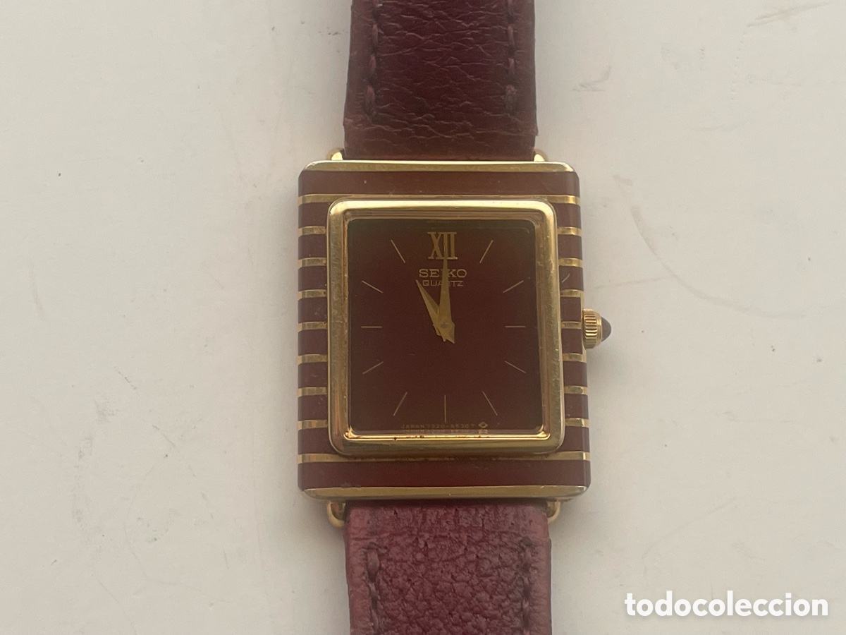Relojes - Seiko: Reloj Seiko Quartz 7320-536B, esfera granate y caja con bandas