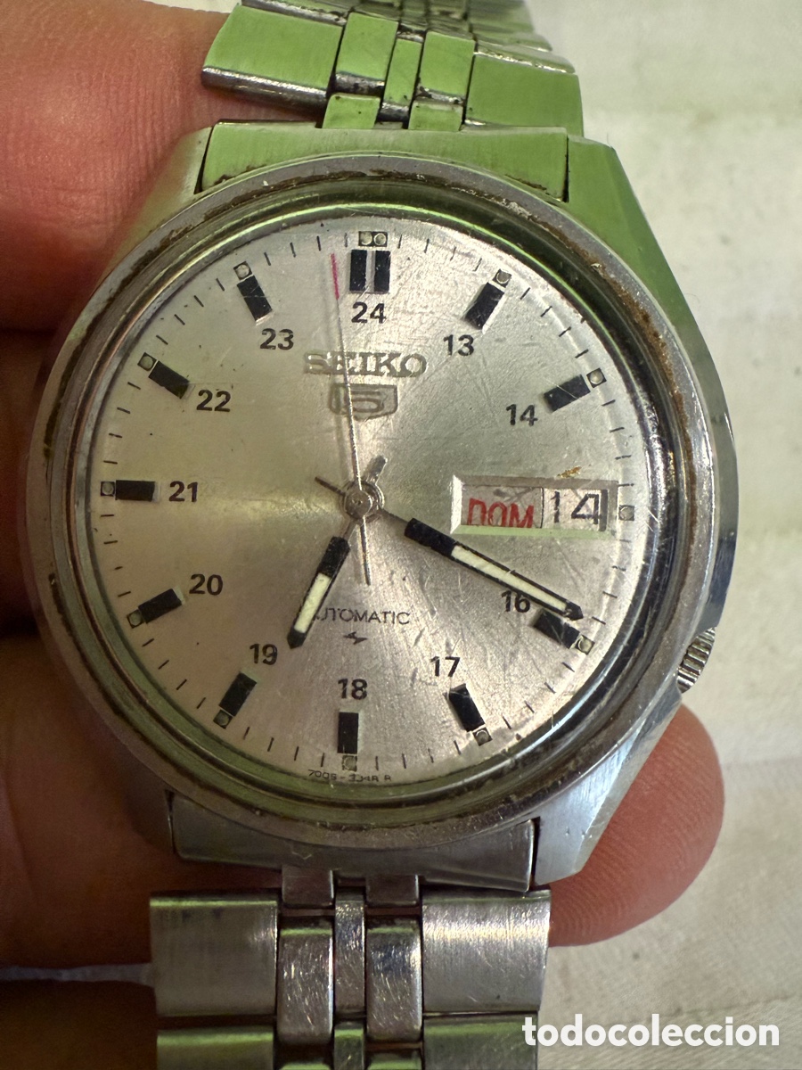 Relojes - Seiko: Reloj SEIKO 5 Autom&aacute;tico Caballero Vintage &ndash; Esfera Plateada &ndash; Funciona Perfectamente