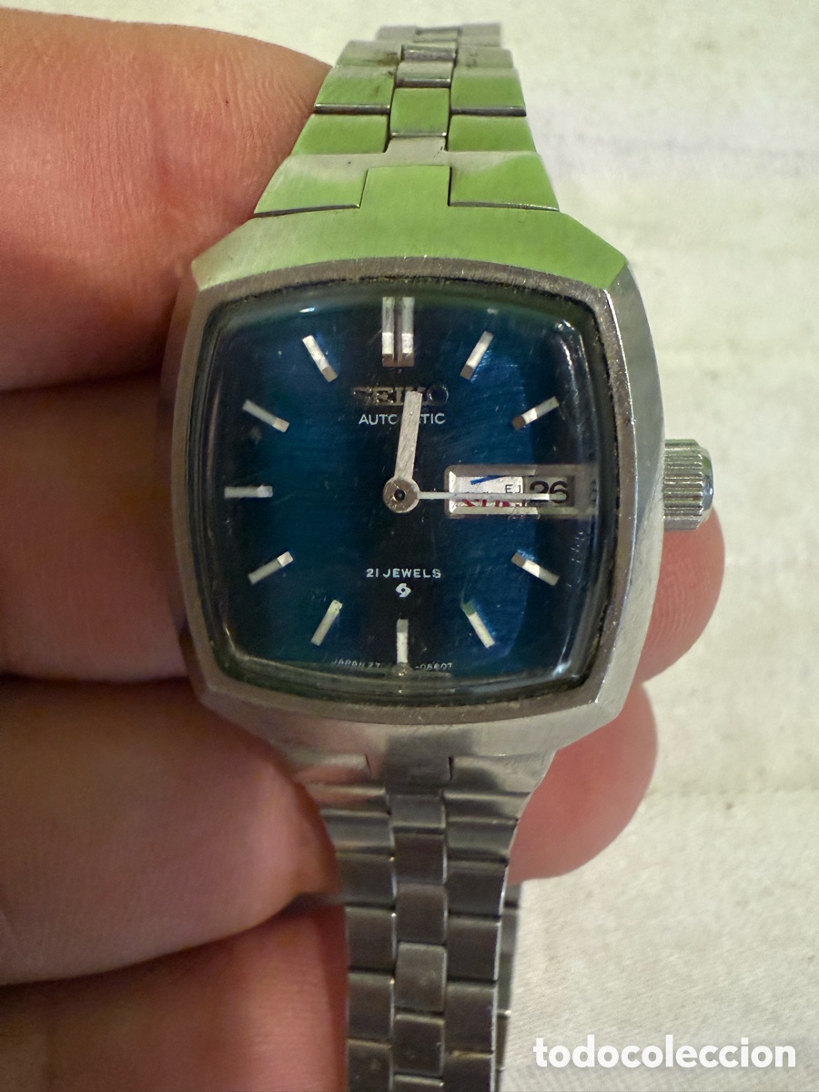 Relojes - Seiko: Reloj SEIKO Autom&aacute;tico Vintage 21 Rub&iacute;es &ndash; Esfera Azul &ndash; Brazalete Original