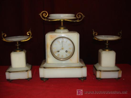 Relojes de carga manual: RELOJ CON COPAS MARMOL Y BRONCE - Foto 1