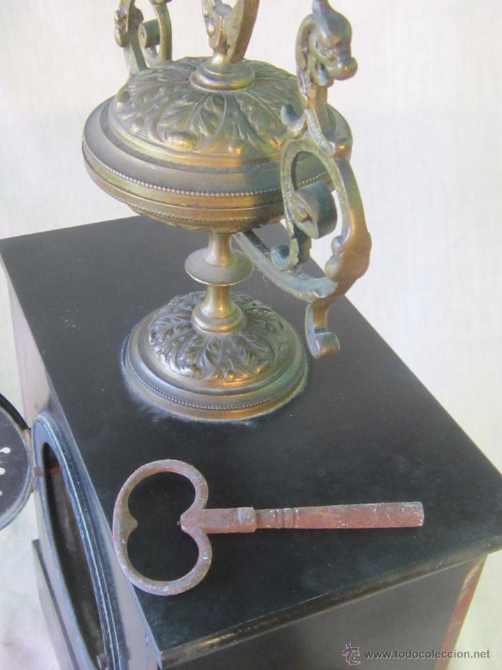 Relojes de carga manual: RELOJ DE SOBREMESA EN BRONCE Y MARMOL - Foto 6