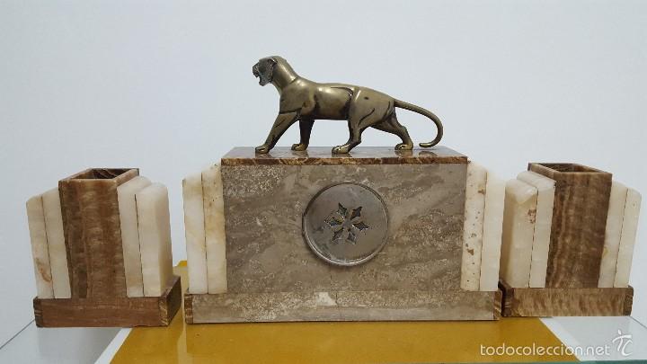 Relojes de carga manual: Reloj Art Dec&oacute; en marmol y bronce. - Foto 5