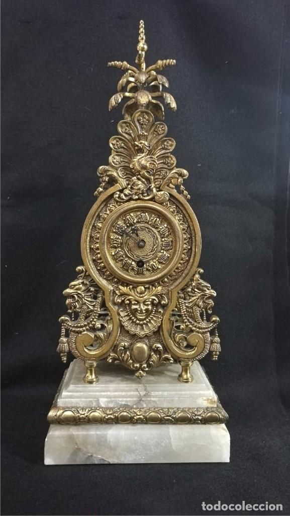 Relojes de carga manual: RELOJ DE CHIMENEA BRONCE Y M&Aacute;RMOL - Foto 1