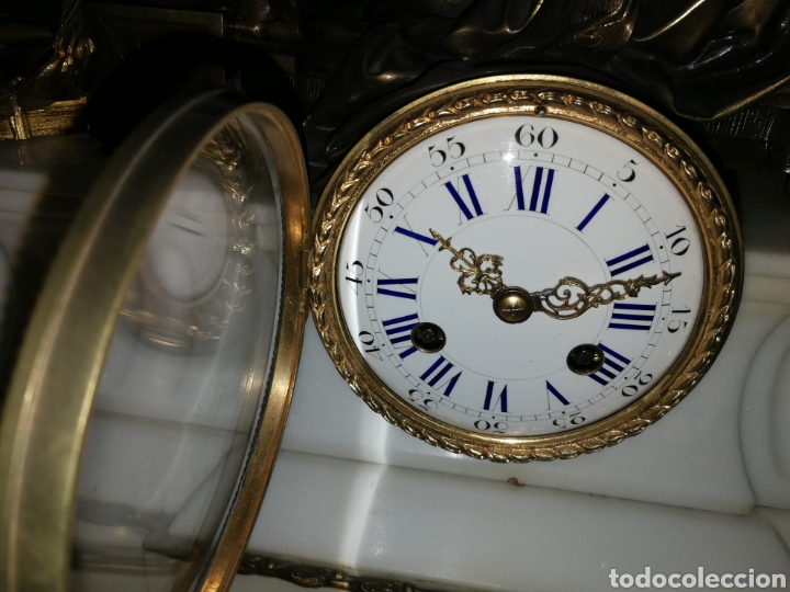 Relojes de carga manual: Reloj de marmol y figura bronce. - Foto 14