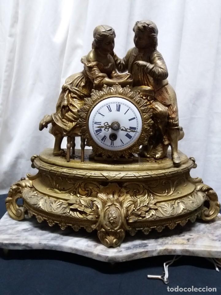 Relojes de carga manual: RELOJ SOBREMESA BRONCE Y M&Aacute;RMOL - Foto 1