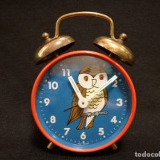 Relojes de carga manual: RELOJ DESPERTADOR SOBREMESA - WEST GERMANY MOTIVO BUHO, SE LE MUEVEN LOS OJOS (FUNCIONANDO). Lote 174505970