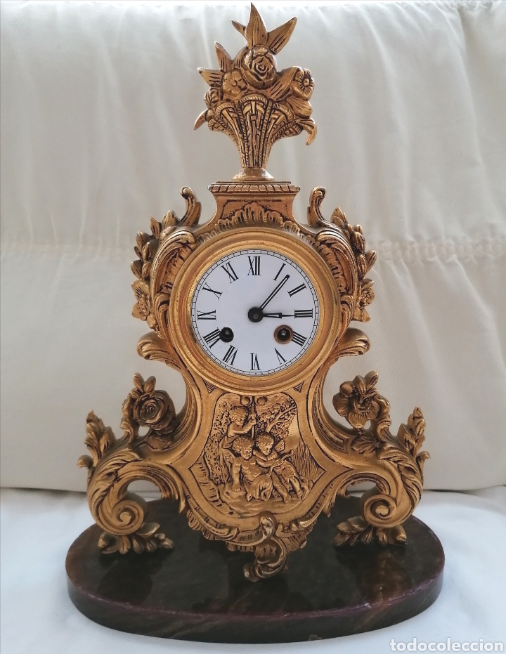 Relojes de carga manual: Antiguo Reloj Bronce Cuerda. - Foto 4