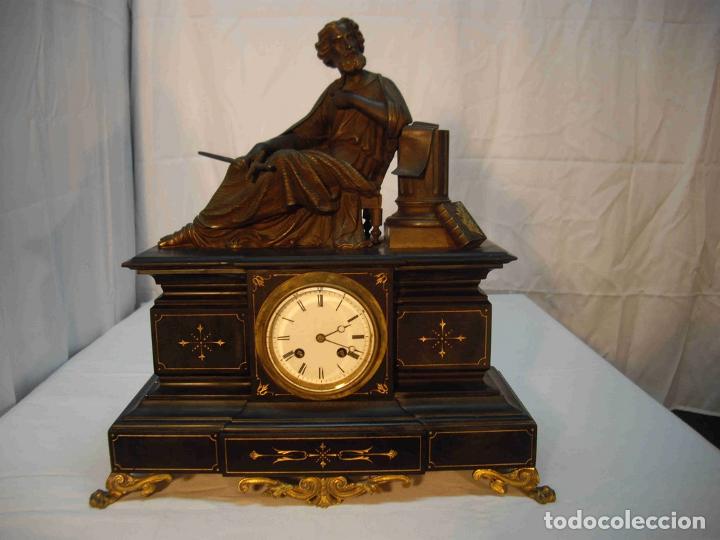 Relojes de carga manual: RELOJ MARMOL BRONCE PLUMA Y ESPADA - Foto 1