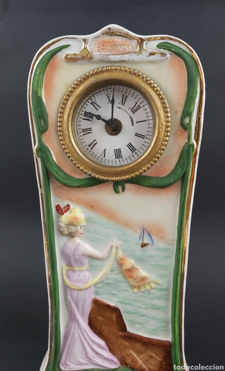 Relojes de carga manual: RELOJ DE PORCELANA MODERNISTA. ART NOUVEAU. S.XIX - Foto 2 - 290396658
