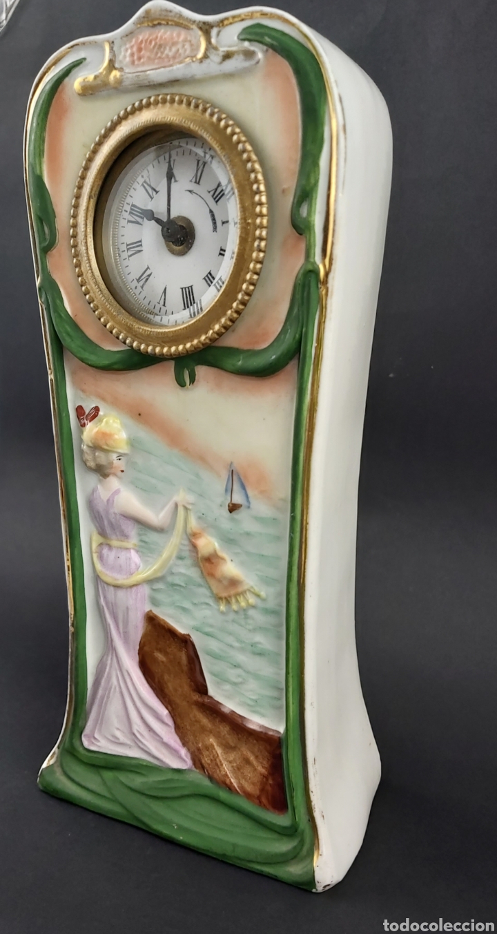 Relojes de carga manual: RELOJ DE PORCELANA MODERNISTA. ART NOUVEAU. S.XIX - Foto 4 - 290396658