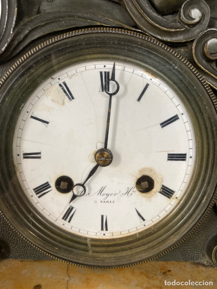 Relojes de carga manual: Reloj m&aacute;rmol y bronce COP&Eacute;RNICO funcionando - Foto 6