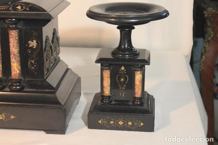 Relojes de carga manual: RELOJ DE MESA PEBETEROS COLUMNAS MARMOL NEGRO - Foto 2