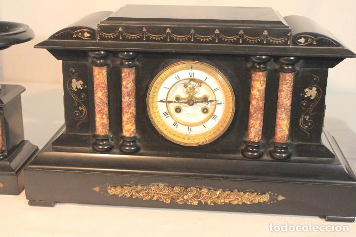 Relojes de carga manual: RELOJ DE MESA PEBETEROS COLUMNAS MARMOL NEGRO - Foto 5