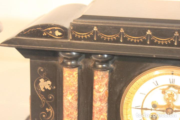Relojes de carga manual: RELOJ DE MESA PEBETEROS COLUMNAS MARMOL NEGRO - Foto 6