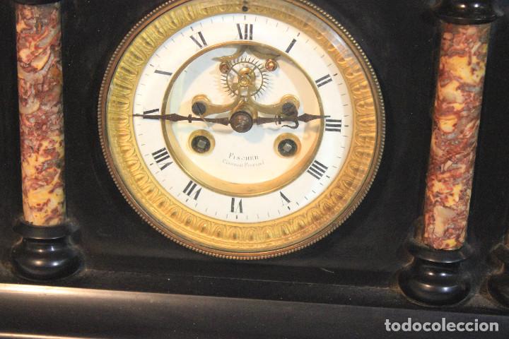 Relojes de carga manual: RELOJ DE MESA PEBETEROS COLUMNAS MARMOL NEGRO - Foto 9