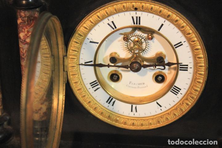 Relojes de carga manual: RELOJ DE MESA PEBETEROS COLUMNAS MARMOL NEGRO - Foto 10