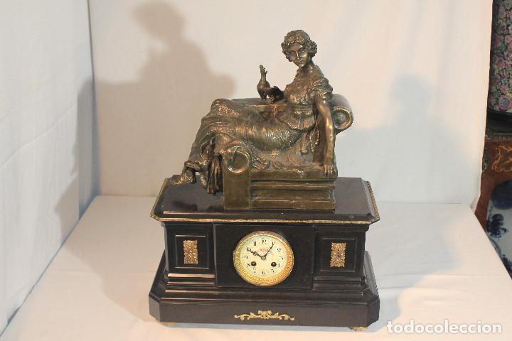 Relojes de carga manual: RELOJ DE MESA MARMOL SE&Ntilde;ORA BRONCE - Foto 1
