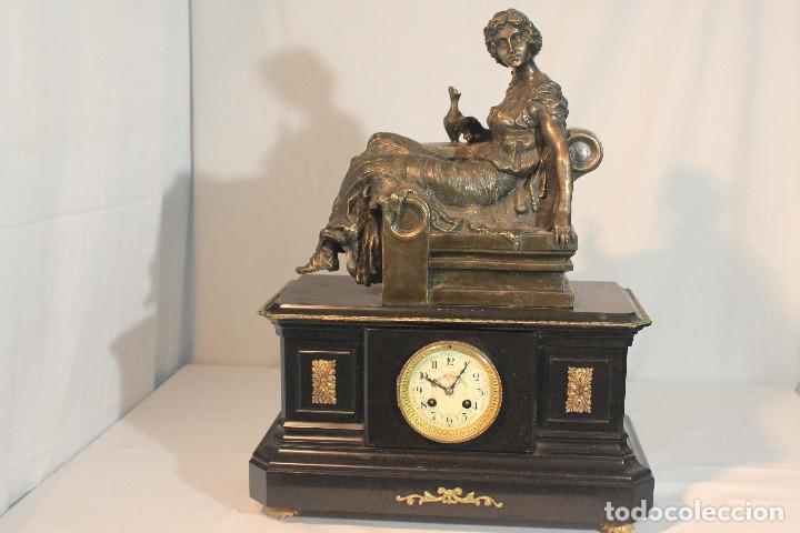 Relojes de carga manual: RELOJ DE MESA MARMOL SE&Ntilde;ORA BRONCE - Foto 2