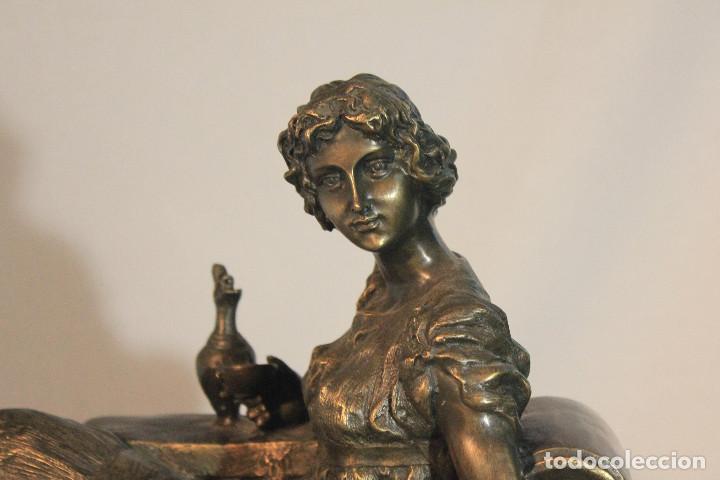 Relojes de carga manual: RELOJ DE MESA MARMOL SE&Ntilde;ORA BRONCE - Foto 4