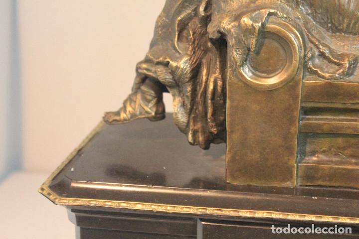 Relojes de carga manual: RELOJ DE MESA MARMOL SE&Ntilde;ORA BRONCE - Foto 6