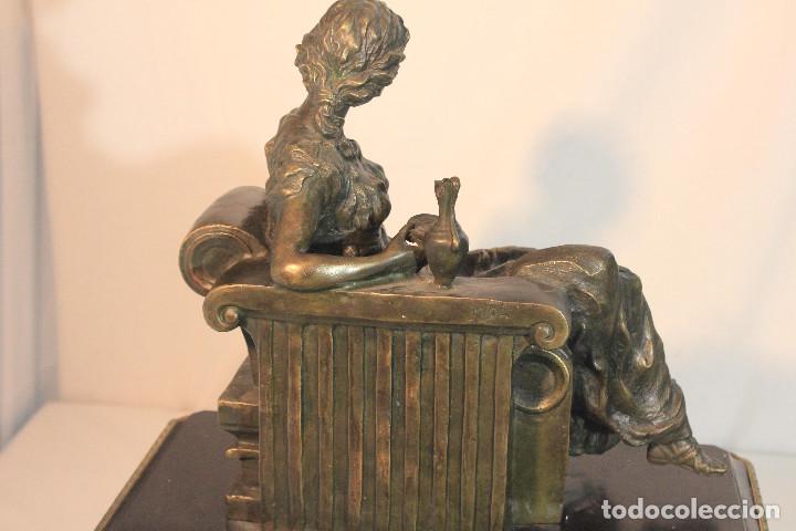 Relojes de carga manual: RELOJ DE MESA MARMOL SE&Ntilde;ORA BRONCE - Foto 15