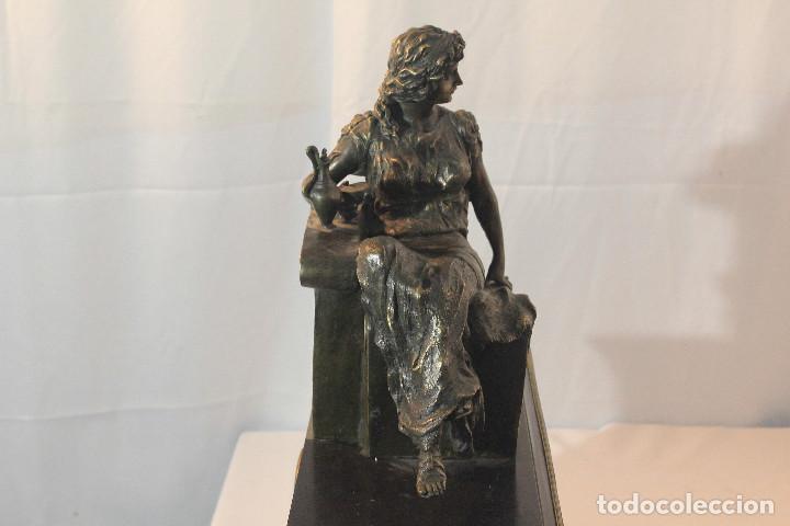 Relojes de carga manual: RELOJ DE MESA MARMOL SE&Ntilde;ORA BRONCE - Foto 16
