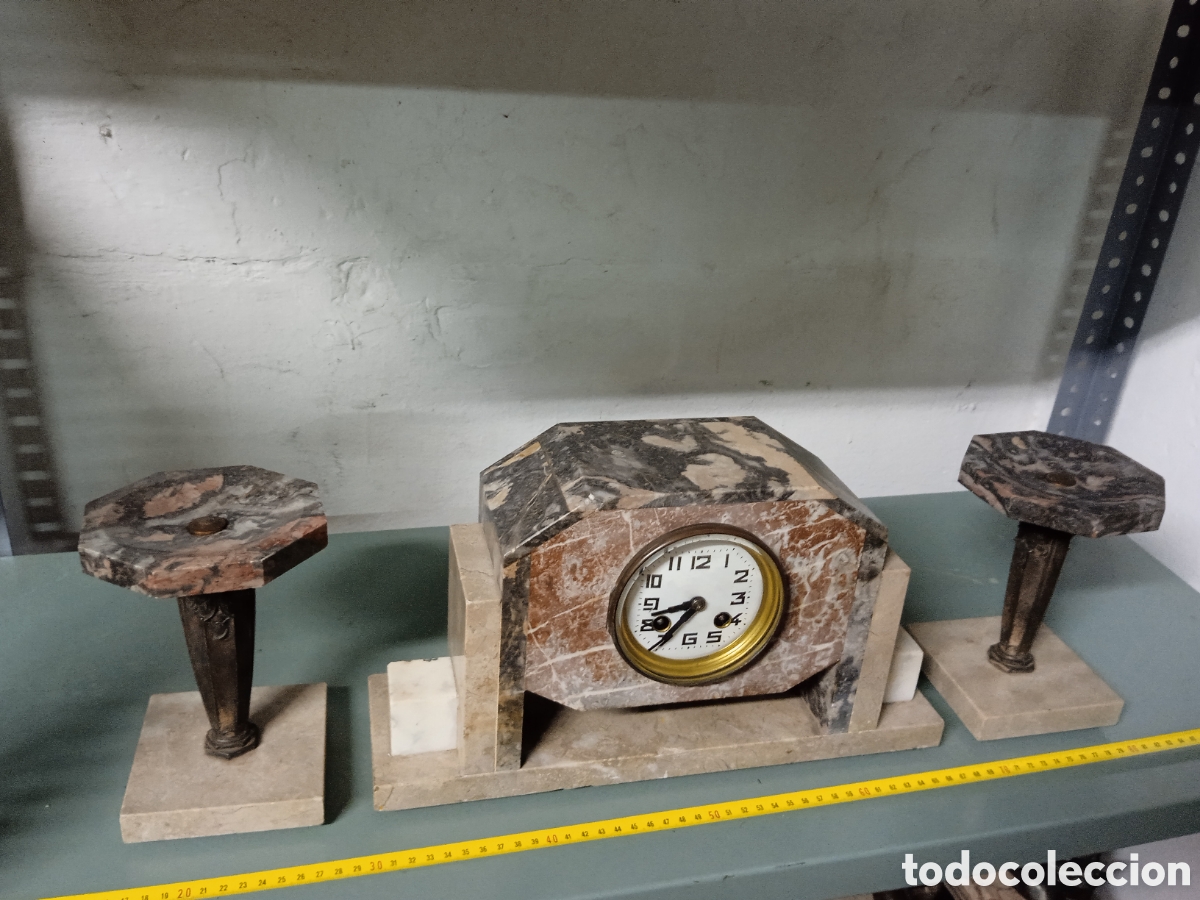 Relojes de carga manual: Reloj m&aacute;rmol mesa art deco - Foto 6