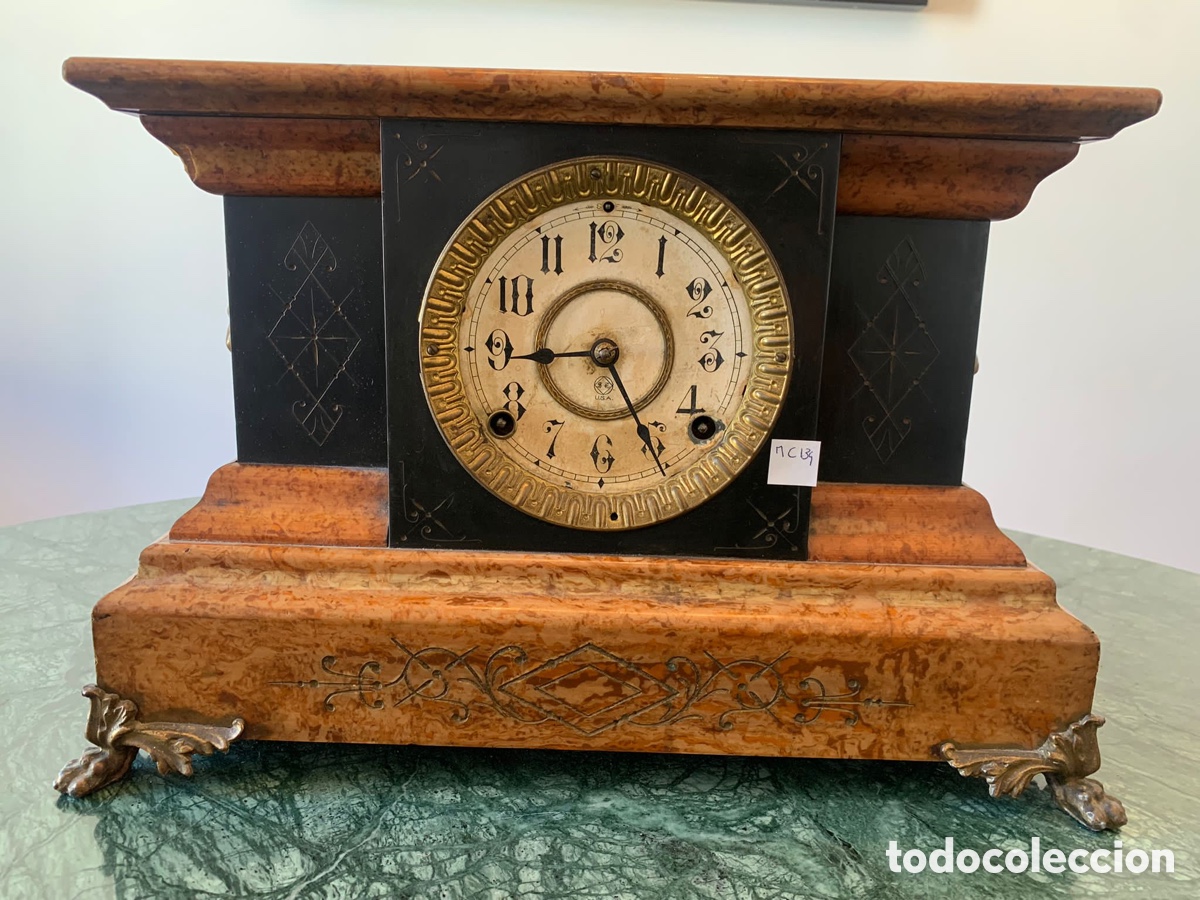 Relojes de carga manual: Reloj de mesa americano S. Thomas - Foto 1