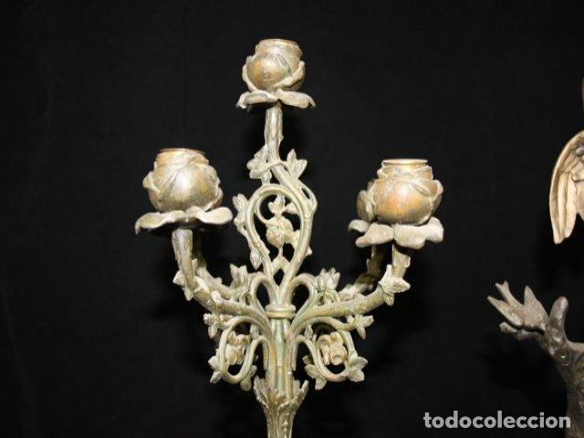 Relojes de carga manual: Garniture de chemin&eacute;e en r&eacute;gule vers 1900 - Foto 8