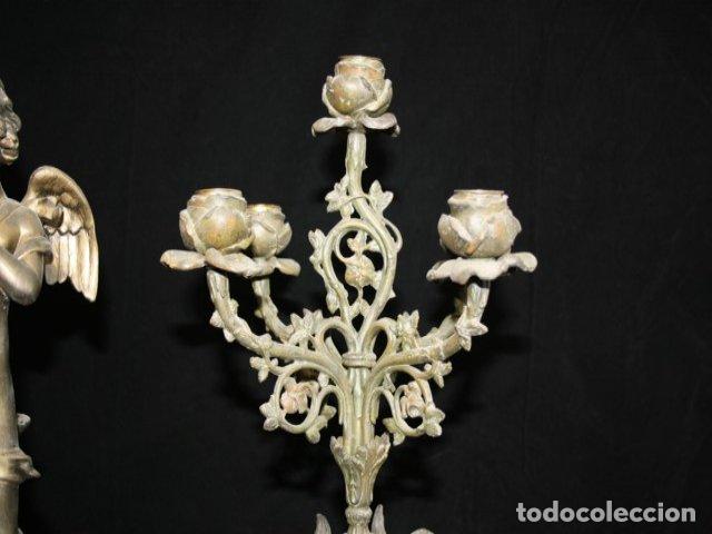 Relojes de carga manual: Garniture de chemin&eacute;e en r&eacute;gule vers 1900 - Foto 10