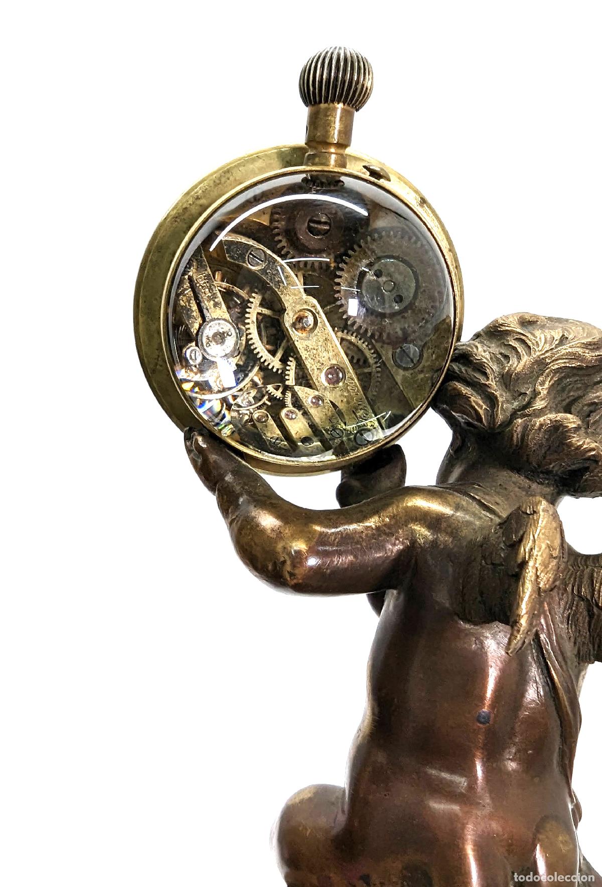 Relojes de carga manual: Pendulette de table &agrave; lenfant pierres dures - Foto 5