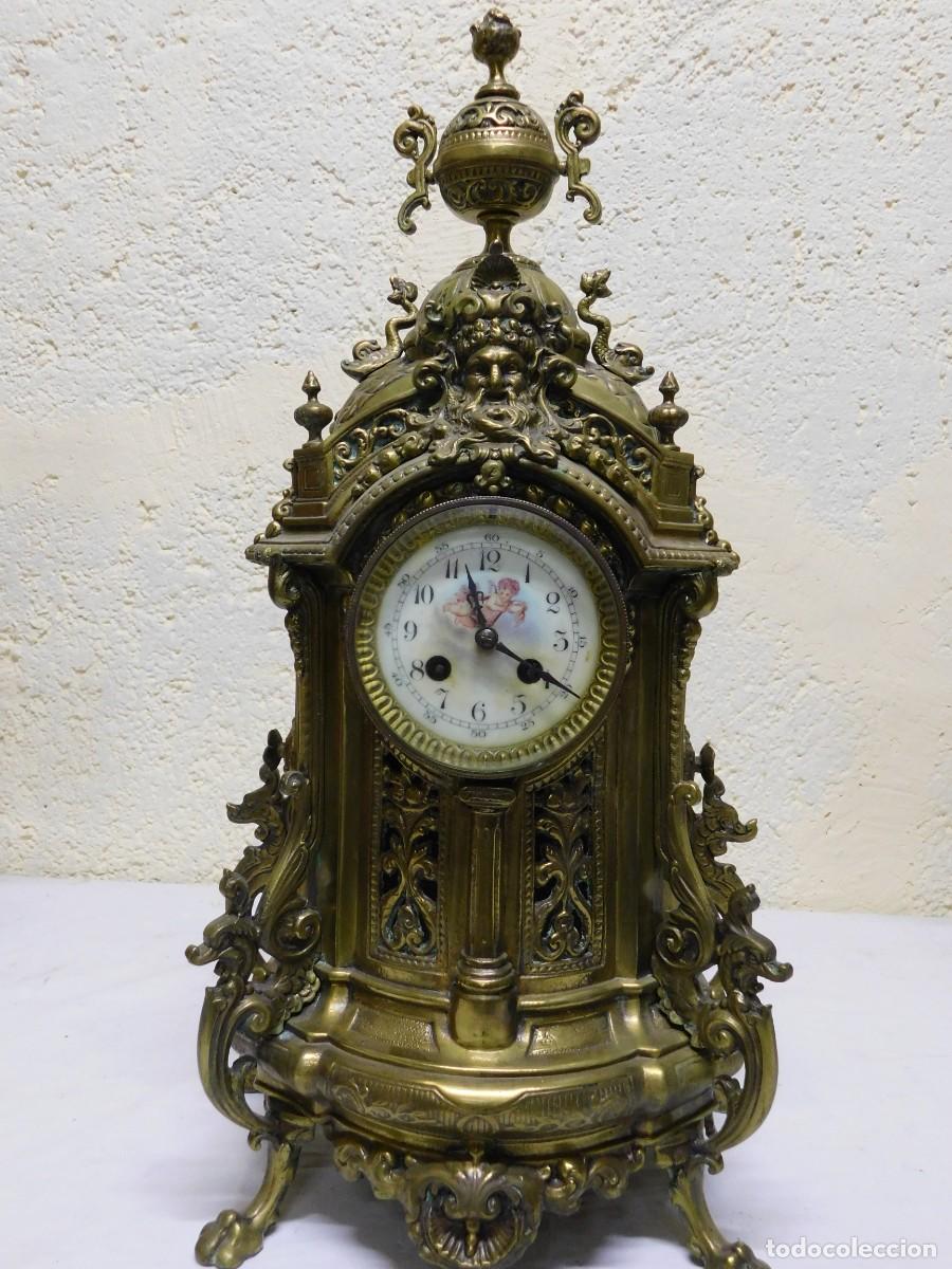 Relojes de carga manual: RELOJ SOBREMESA BRONCE CON CANDELABROS - Foto 6