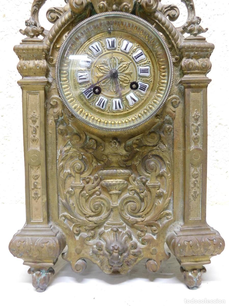 Relojes de carga manual: RELOJ SOBREMESA BRONCE CON CANDELABROS - Foto 6